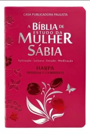 Biblia de Estudo da Mulher Sabia com Harpa e Indice cor vermelha