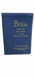 B�blia hiper gigante com harpa luxo capa azul - com palavra de Deus em azul e palavra de Jesus em vermelho