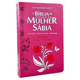 Biblia de Estudo da Mulher Sabia com Harpa e Indice cor pink